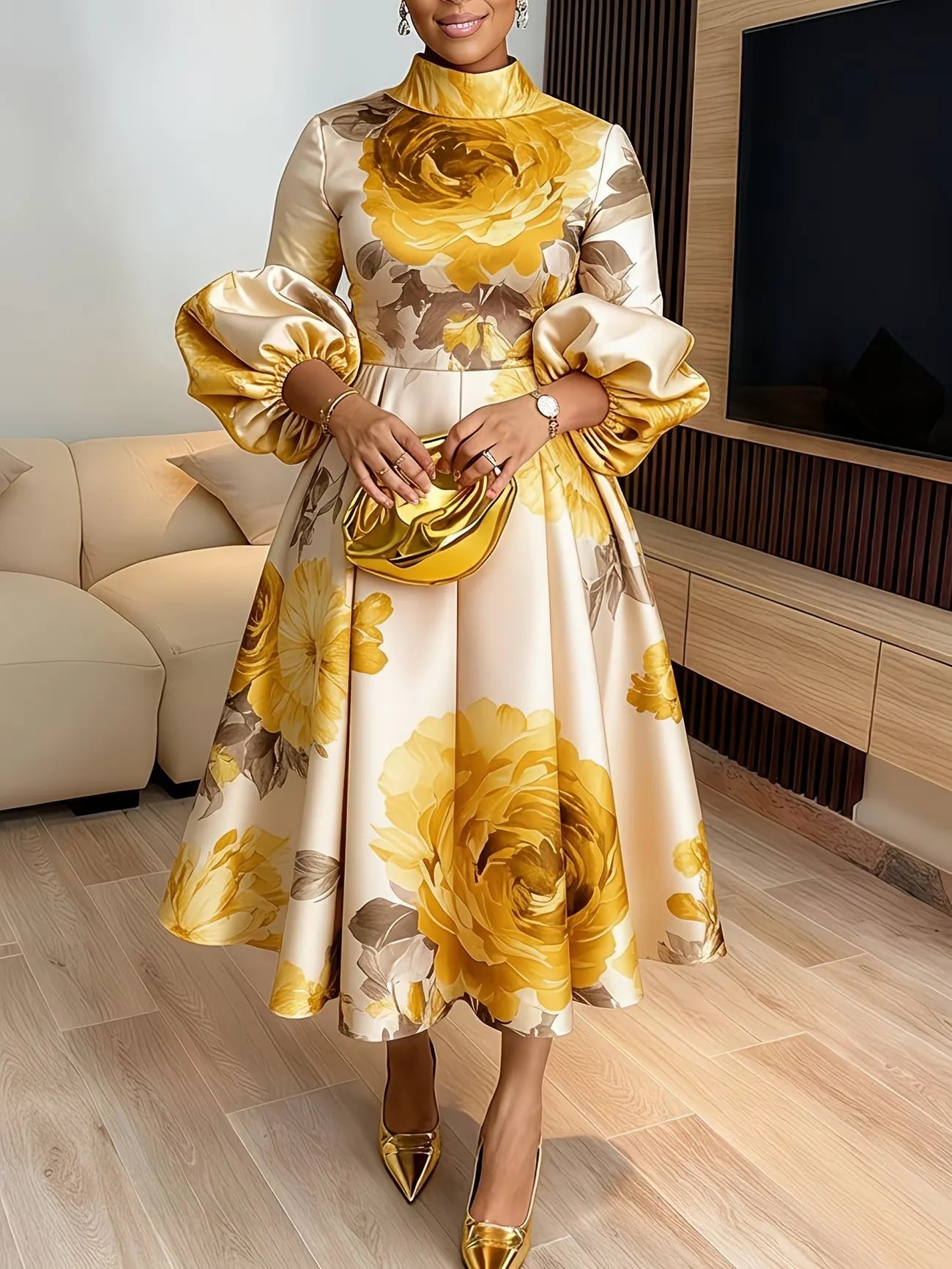 African Dresses for Women Elegant Ankara Dashiki Spring Summer Midi Dress Ladies Traditional Africa Clothing