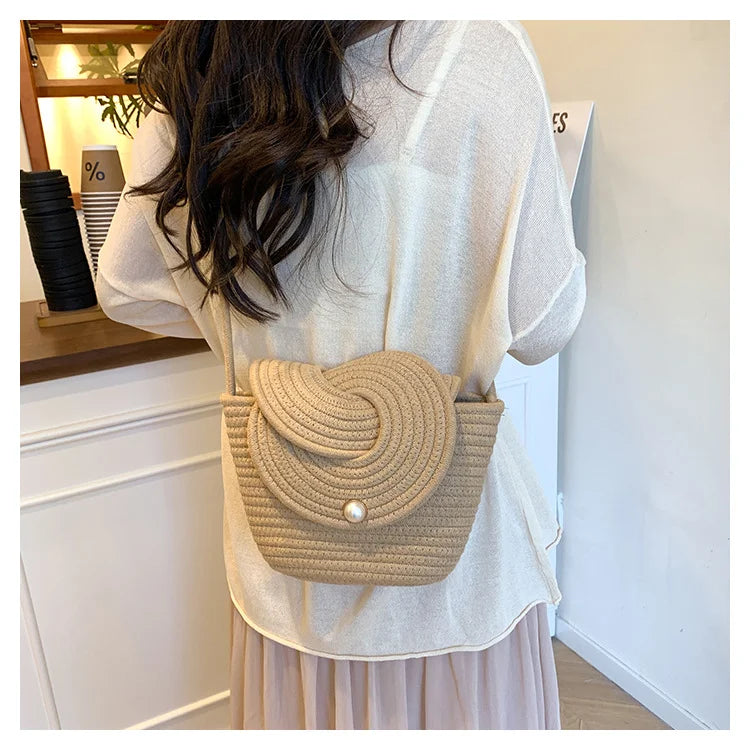 Popular Hand-woven Bags for 2025 Summer, Versatile Single-shoulder Crossbody Bags, Ins Beach Vacation Bags