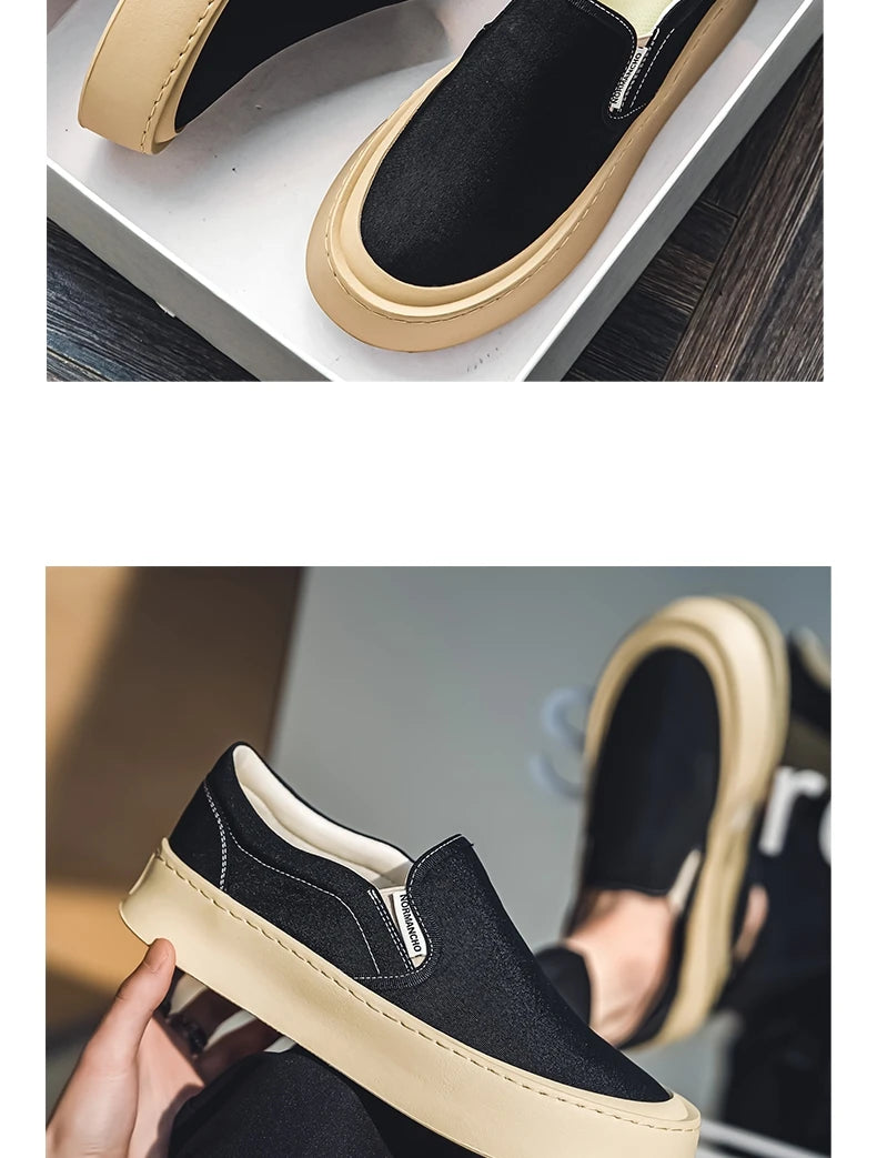 New Arrival Low Price Mens Breathable High Quality Casual Shoes Solid Color Canvas Casual Shoes Slip On Men Fashion Flats Loafer