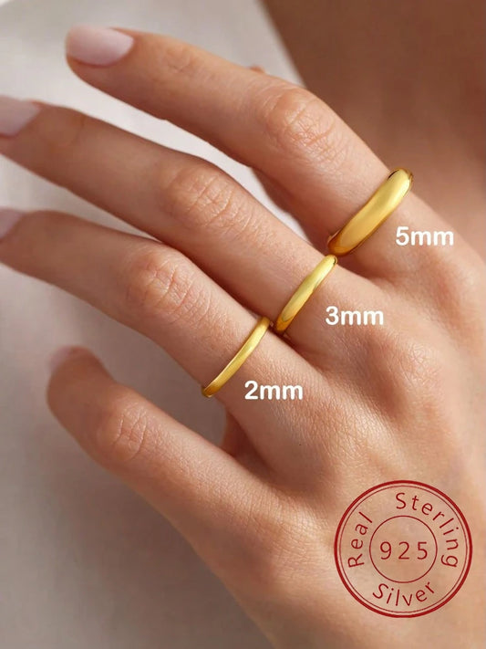 925 Sterling Silver Simplicity Plain 1mm 2mm 3mm 4mm Aperture American Style Ring For Women Daily Wear High Quality Fine Jewelry