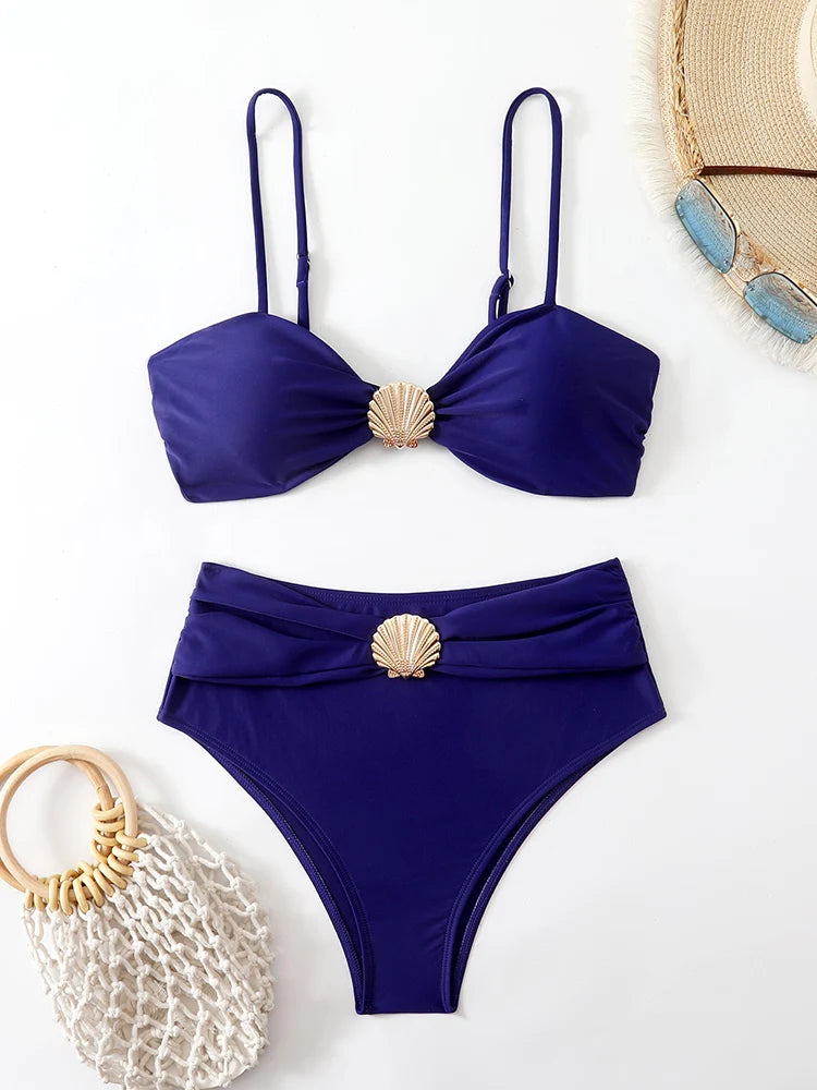 High Waist Bikini Women's Swimsuit Two-piece Bathing Suits Bandeau Woman Swimwear 2026 Trend Bikinis Sets Brazilian Beach Wear