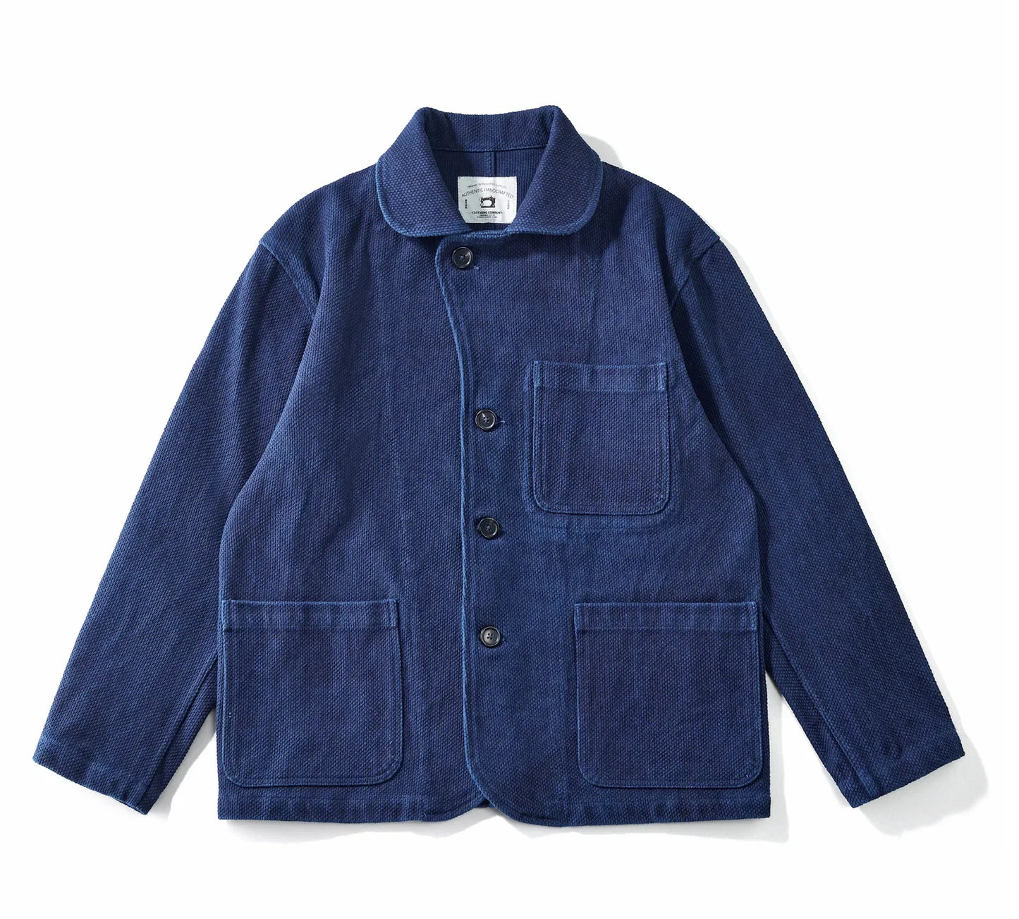 Indigo-Dyed Sashiko Blazer - Heavyweight 600gsm 100% Cotton Japanese Washed Suit Jacket Casual Vintage Style Autumn Winter