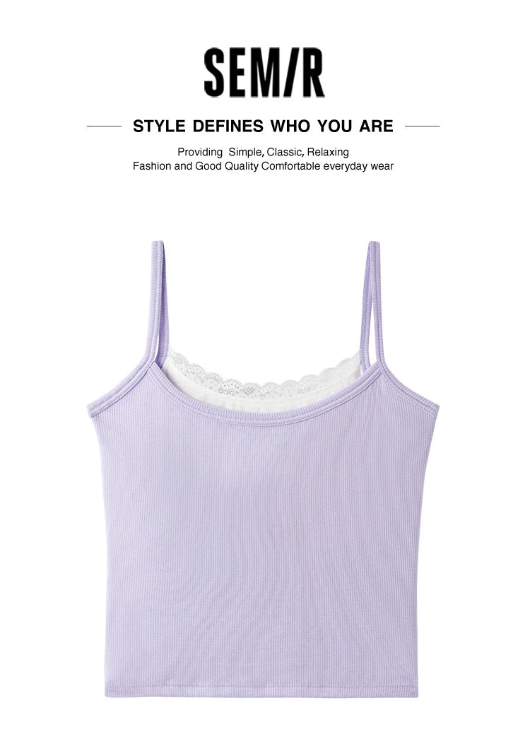 Semir Women Vest Lace Trim Neck Bow Decor Stylish Sweet Base Layer Home Wear Top 2026 Summer Wear