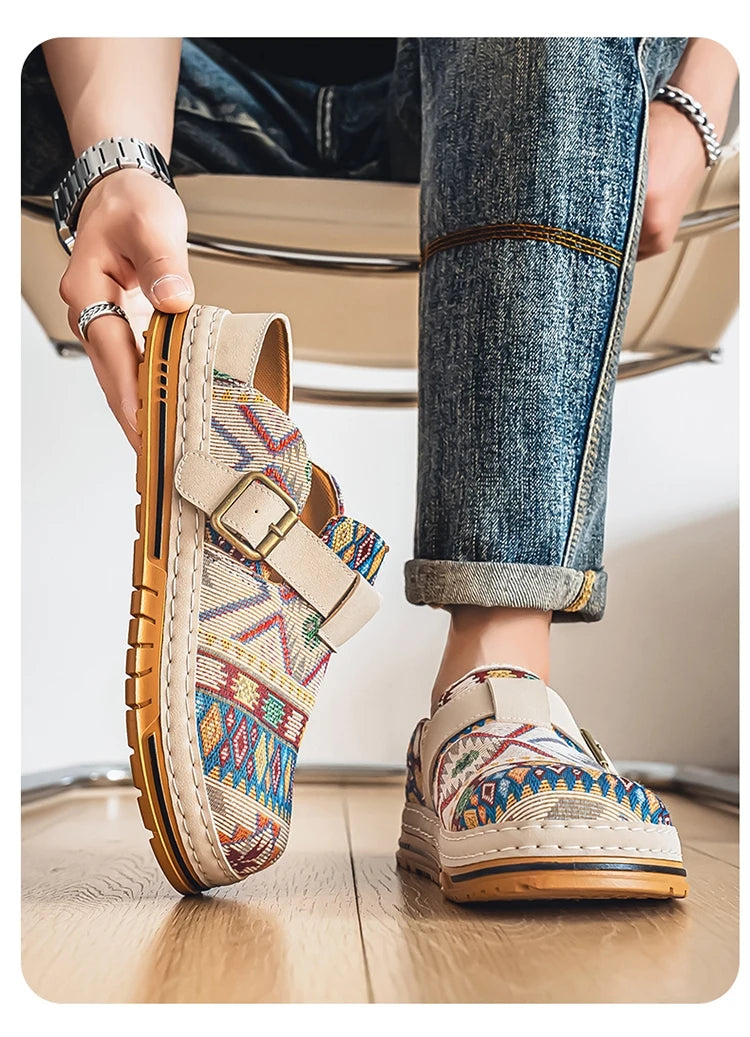 Men's Wide-Toe Round-Toe Sandals Casual Shoes for Spring and Summer, Versatile Commuter Slippers, One-Step Lazy Trendy Footwear