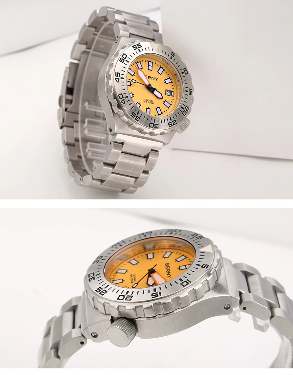 BERNY Automatic 30ATM Diver Men Watch Mechanical Wristwatches Waterproof Male Top Super Luminous Sapphire Sport Diving Watches