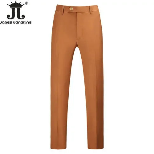 British Style Solid High Waist Trousers Men Formal Trousers High Quality Slim Fit Business Casual Suit Pants Groom Wedding Dress