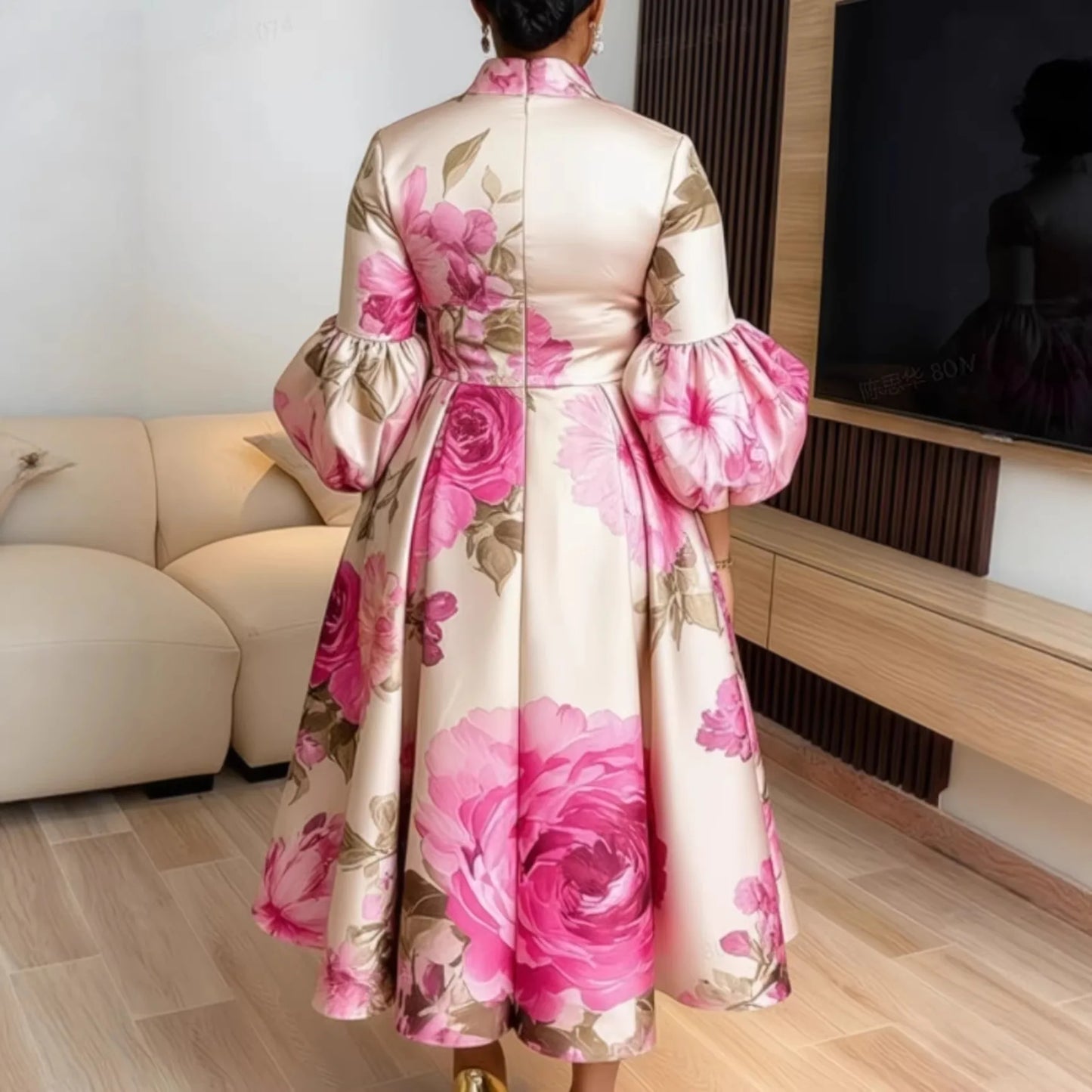 African Dresses for Women Elegant Ankara Dashiki Spring Summer Midi Dress Ladies Traditional Africa Clothing