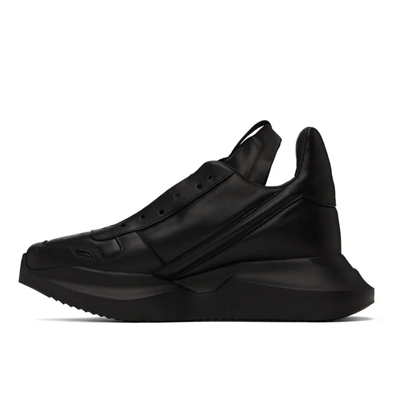 Spring Autumn New British Style Leisure Chunky Bottom Sewing Cross-tied Genuine Leather Men Casual Sneakers Male Board Shoes