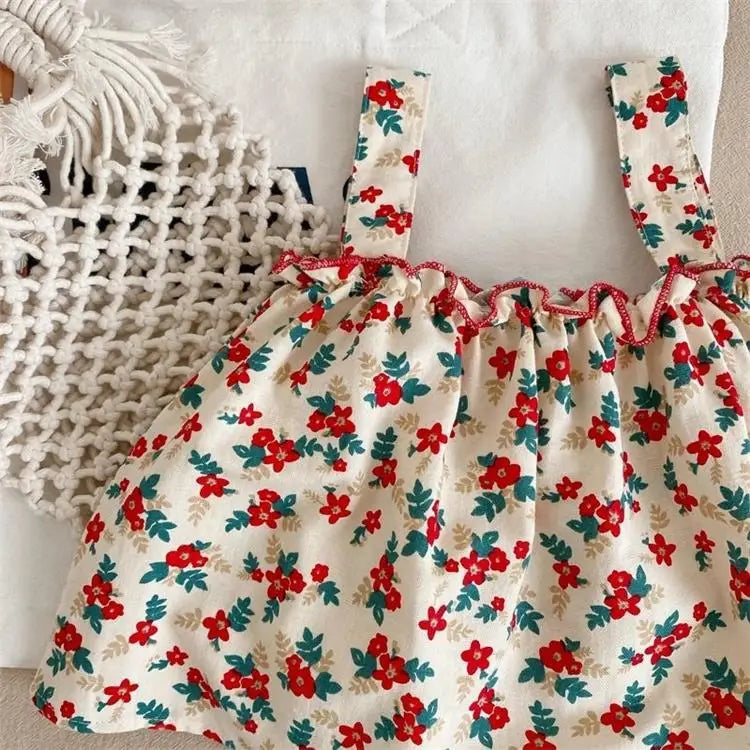 Girls Outfit Sets Summer Kids Casual Clothing For Girls Fragmented Suspender Skirt+Shorts Children's Baby Girl Clothing