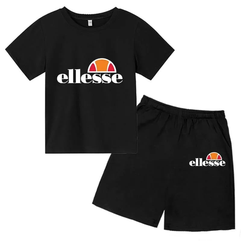 Kids Summer Leisure Letter 2pcs O-neck Short Sleeve T-shirts+Pants Suits 3-13 Years Boys Girls Casual Outfits Children Clothes