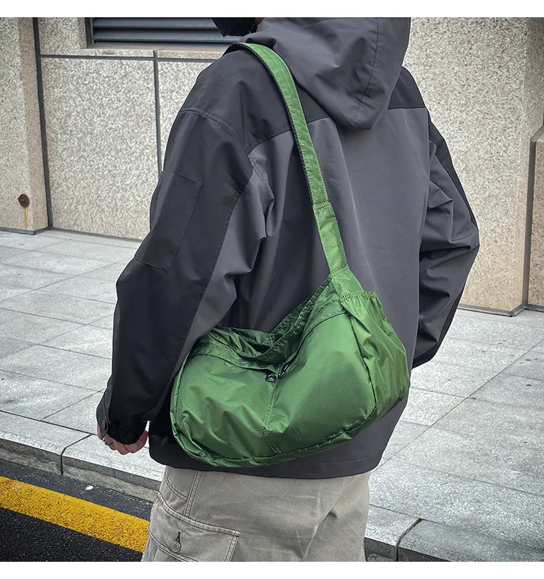 Outdoor Portable Crossbody Bags for Men and Women Commuter Waterproof Youth Shoulder Bag Solid Color Lightweight Female Tote