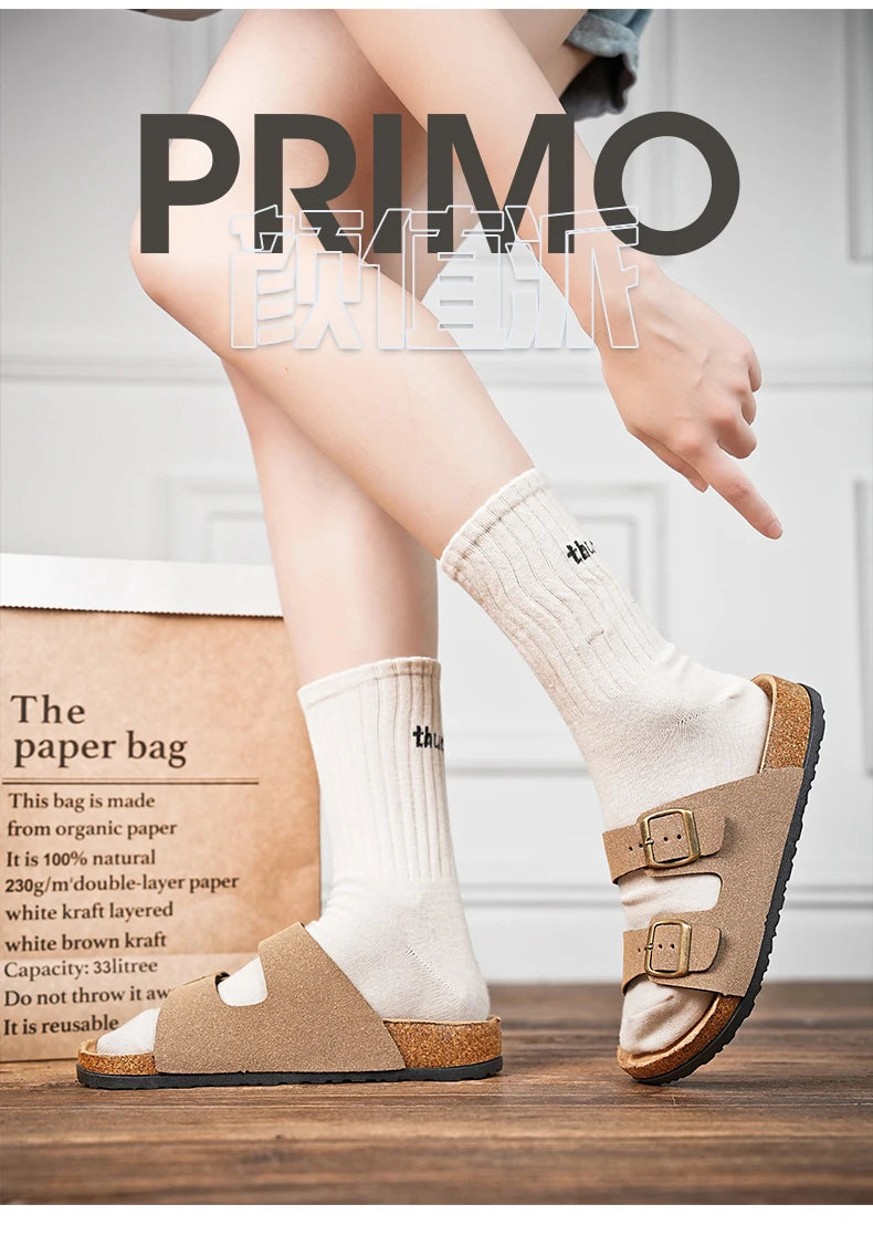 Brand Men Women Sandals Summer Designer Couple Cork Clogs Sandals Luxury Classic Unisex Mules Beach Slide With Adjustable Buckle