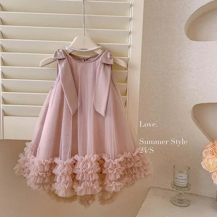 Kids Vintage Dress Girl Dress Summer Clothes Fashion Children's Net Yarn Dress Kids Girls Dresses for School Wedding of 8 Years