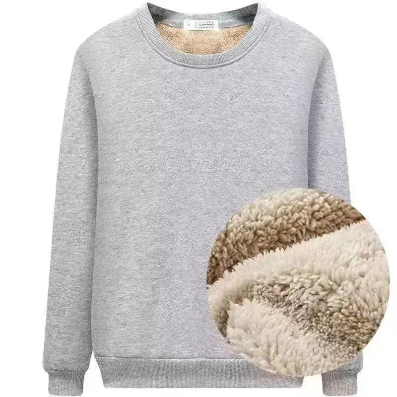 Men's wool lined autumn and winter warm T-shirt warm underwear round neck pullover sweatshirt thick long sleeved top