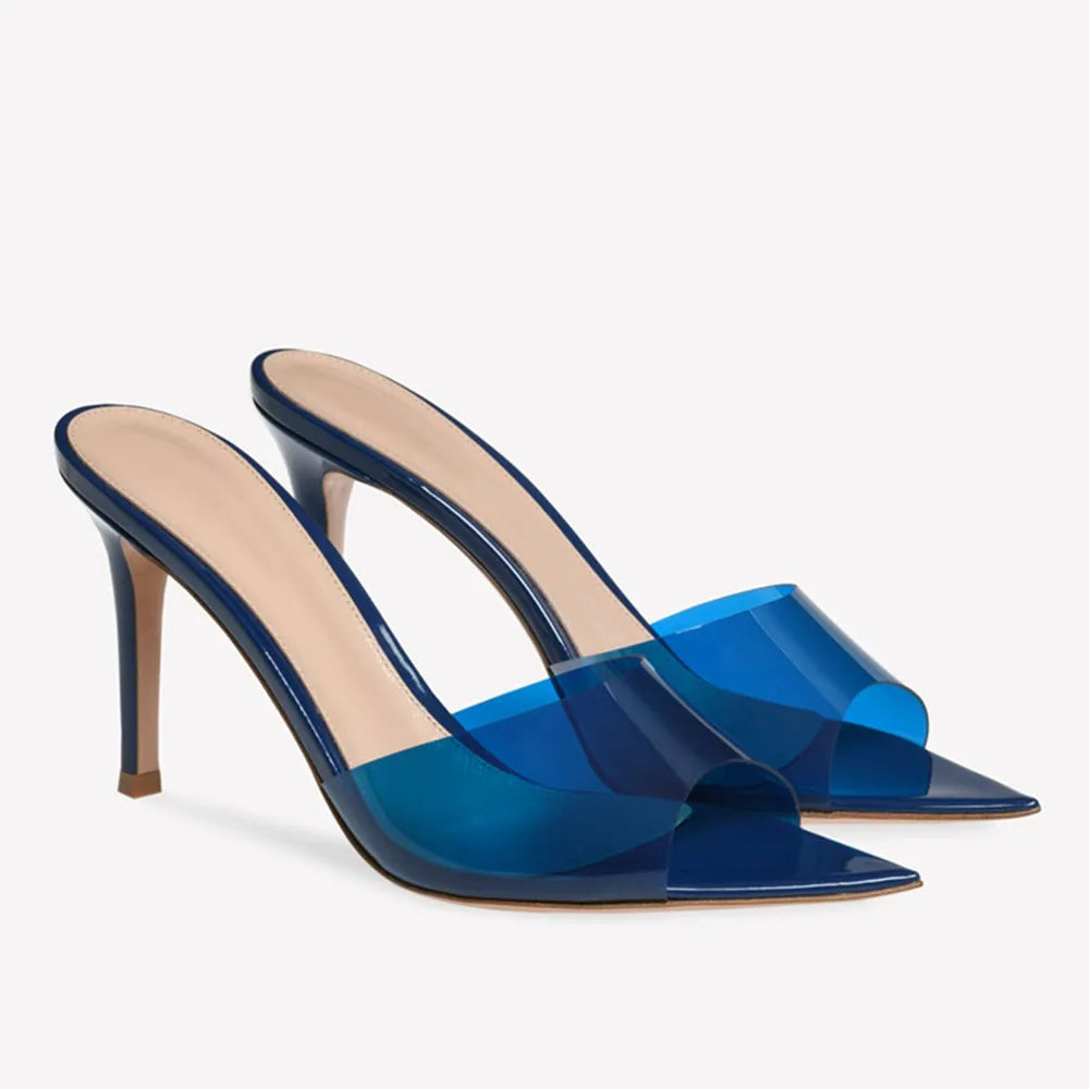 2026 Peep Toe Sexy Summer Women's Mules Pump Sandals Elegant Chic Super Thin High Heels Office Lady Party Shoes Slipper Sandals