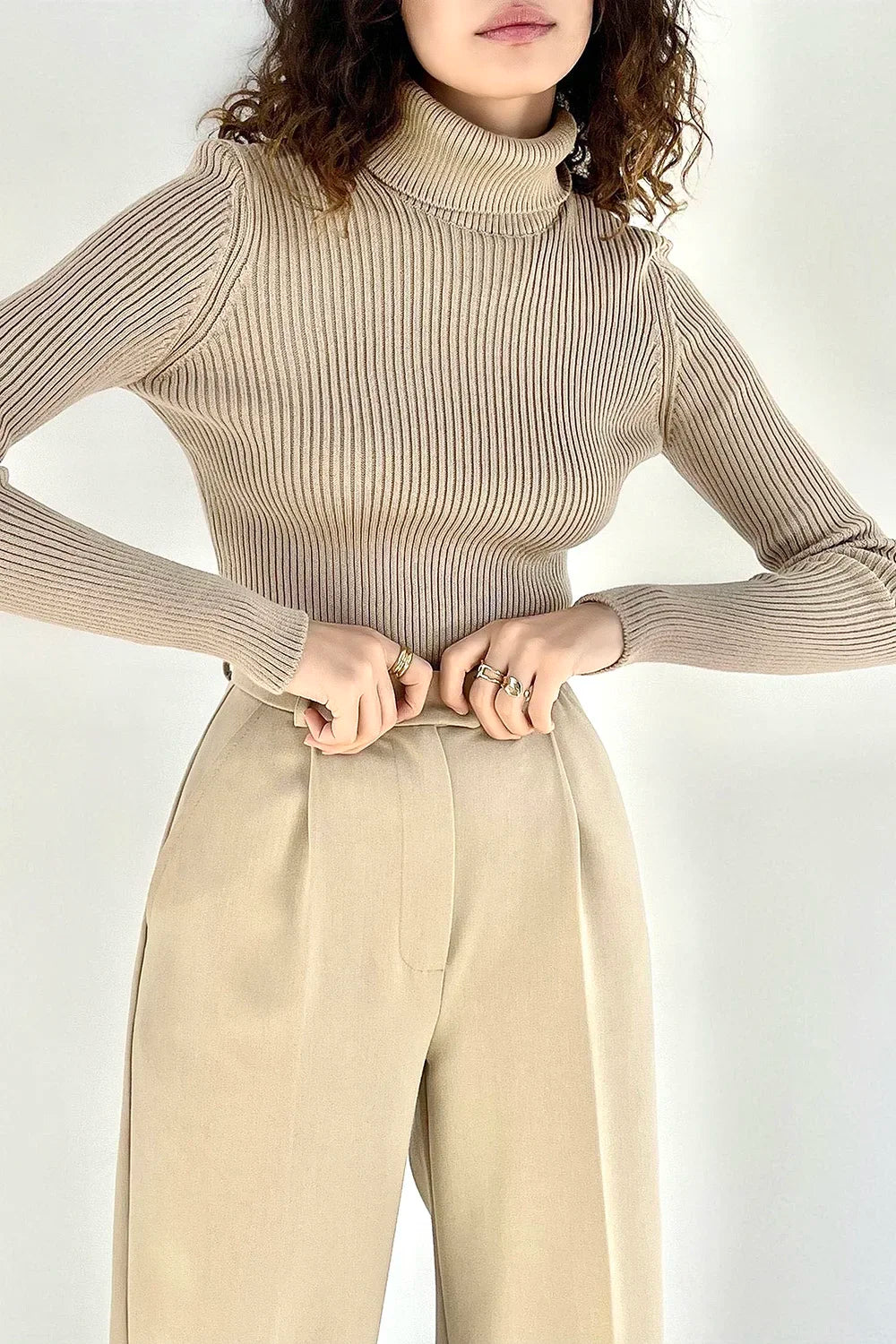 AOSSVIAO 2026 Basic Mock Neck Ribbed Sweaters for Women Cute Sexy Knitted Autumn Winter Warm Fitted Fashion Pullover Sweater