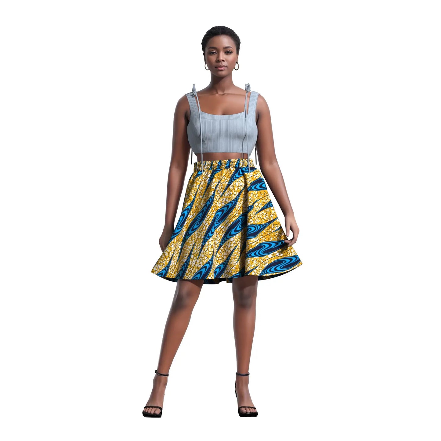African Women's Skirt Knee Length Stretch High Waist Skirt African Print Ankara Women Lady Traditional Party Clothing WY11051