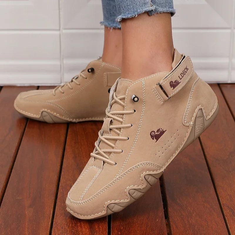 Khaki Women's Boots Trendy Comfortable Soft Soled High Top Boots Versatile Fashionable Commuting Motorcycle Women's Sneakers