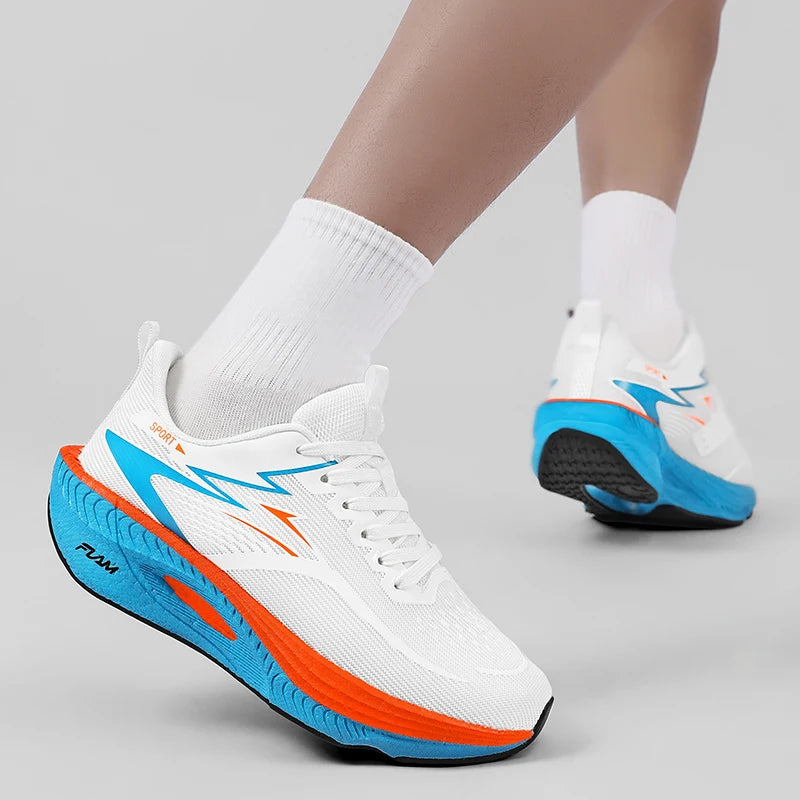 Couple's shock-absorbing racing running shoes, with thick soles and soft elasticity, suitable for rainy days, versatile for runn