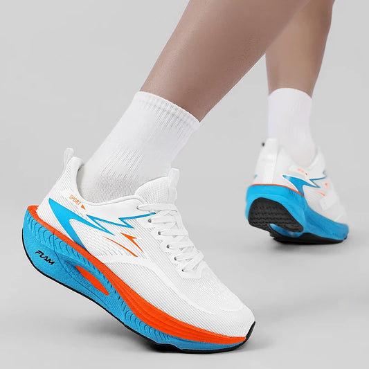 Couple's shock-absorbing racing running shoes, with thick soles and soft elasticity, suitable for rainy days, versatile for runn