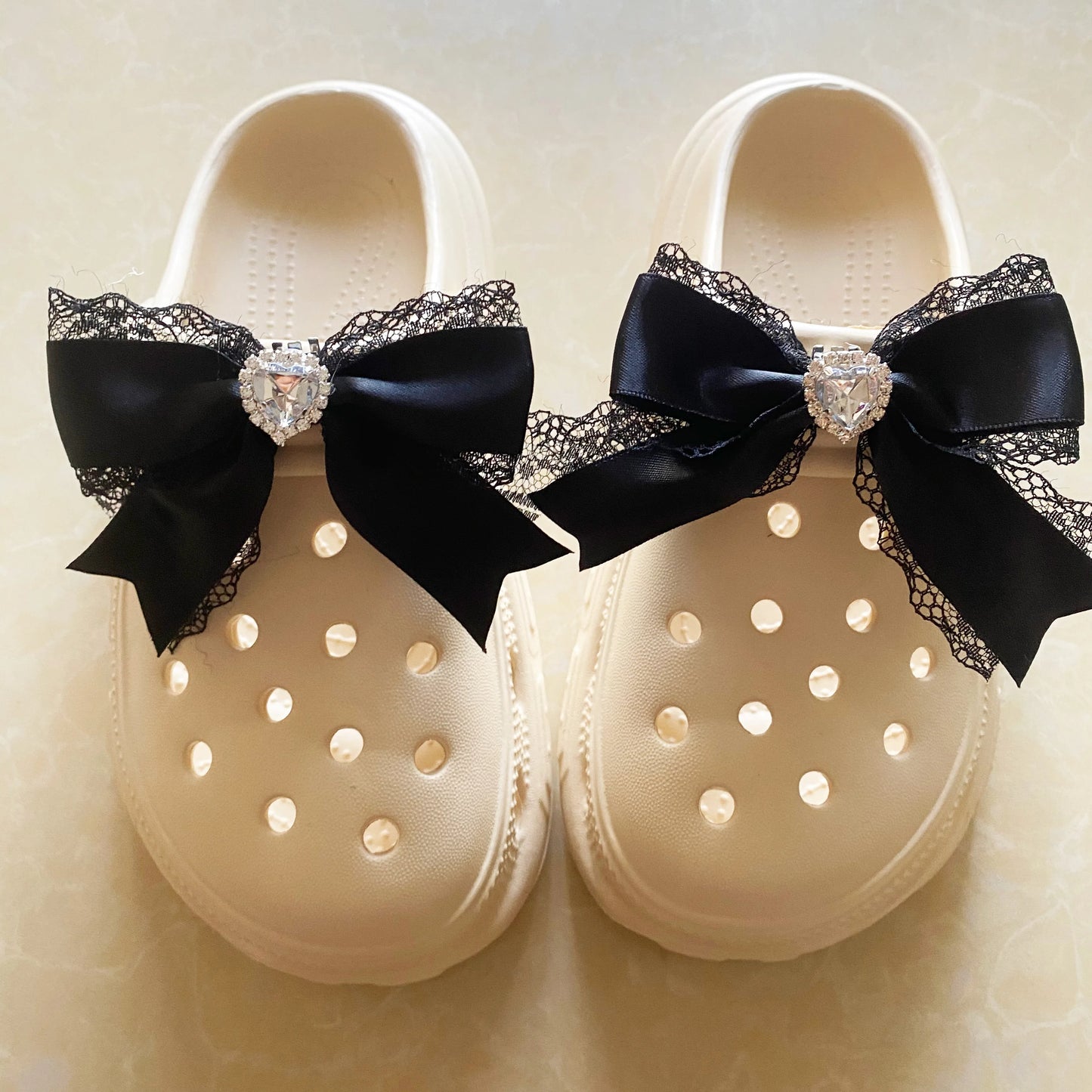 [1 pair]Lolita Lace Charms for Shoes Buckles for Women's Shoes Heart Bog Bow Shoe Decoration Supplies Girl Accessories for Women