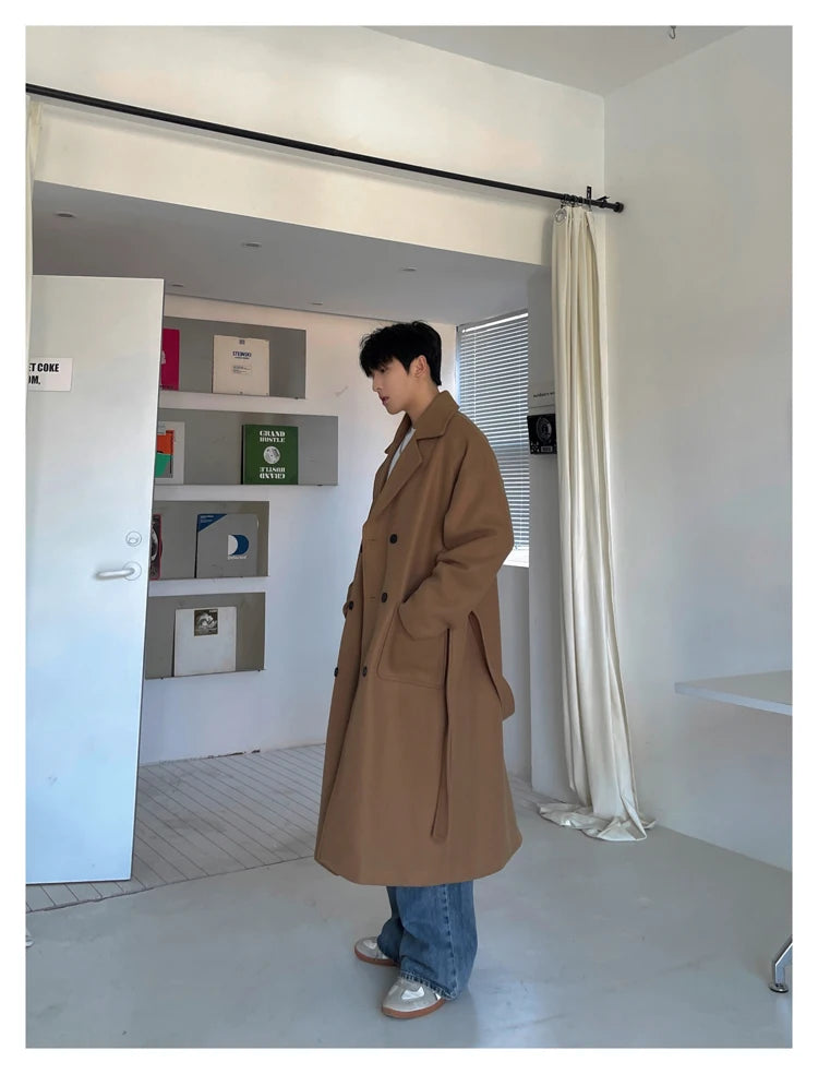 Long Coats Men chamarras para hombre Woolen Jackets winter coat men Trench Male Vintage Loose Heavy Jackets Men Leisure Overcoat