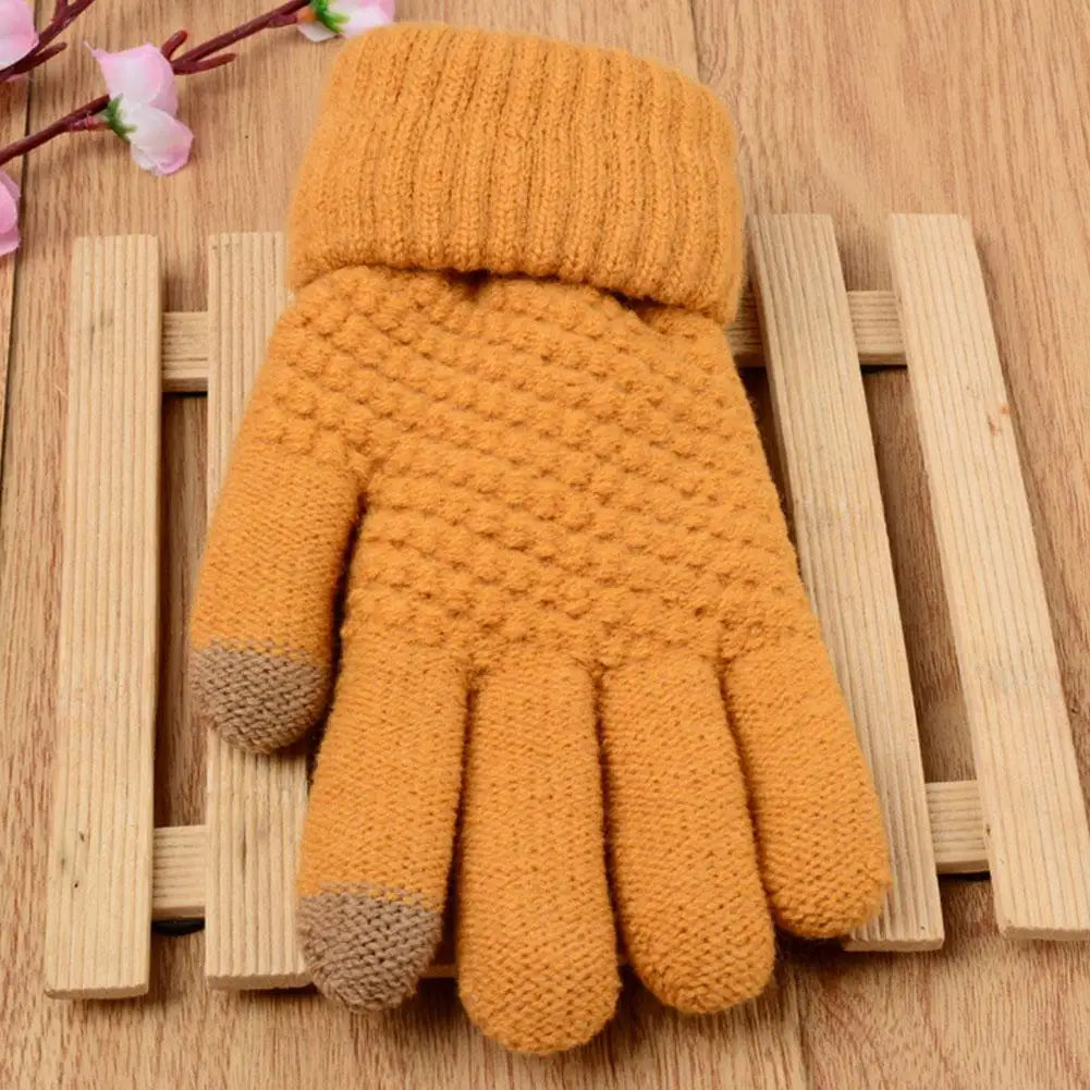 Women Men Warm Winter Touch Screen Gloves Stretch Classical Knit Mittens Wool Full Finger Outdoor Cycling Driving Glove BAZAARHUBO