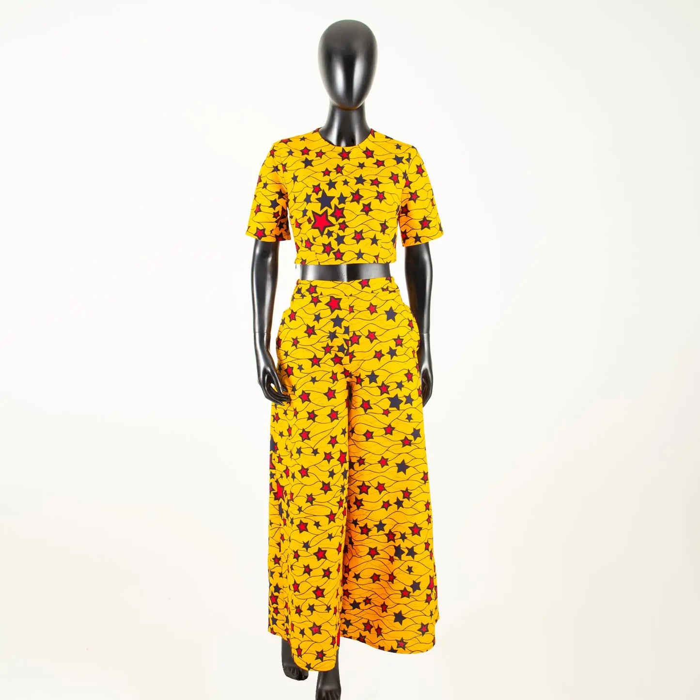 African Clothes for Women Crop Top and Wide-leg Pants 2 Piece Set Print Outfits Vintage Elegant Fashion Ankara Attire A2326002