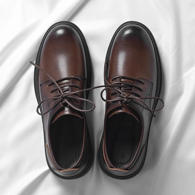 Luxury Leather Male Oxford Shoes Brown Black Mens Dress Shoes New Fashion Round Toe Men's Business Casual Shoes Formal Footwear