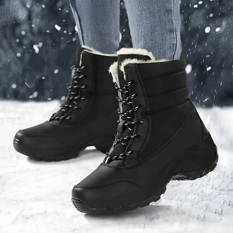 Women Platform Boots Winter Walking Shoes for Woman Plush Keep Warm Thigh High Boots Outdoor Winter Snow Black Ankle Boots 2025