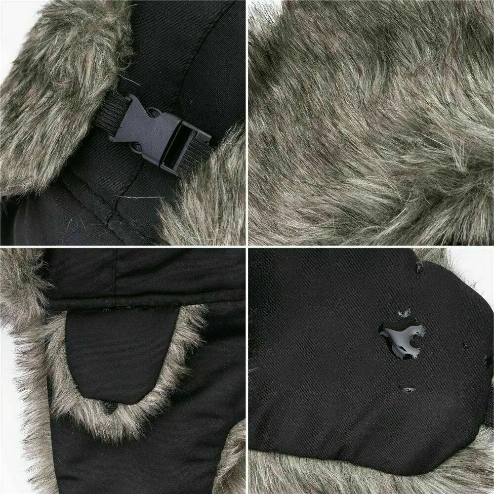 Men's Winter Trapper Aviator Trooper Earflap Warm Russian Waterproof Ski Hat Bomber Cap  Russian Warm Ear Protectors Hats BAZAARHUBO