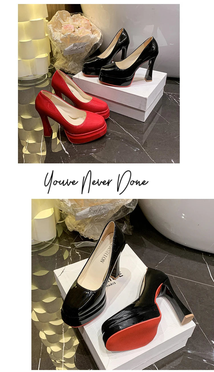 Aphixta Fashion Platform Pumps Women Hot Sale Party Disco Dance High Chunky High Heels Big Size 45 46 47 48 49 50