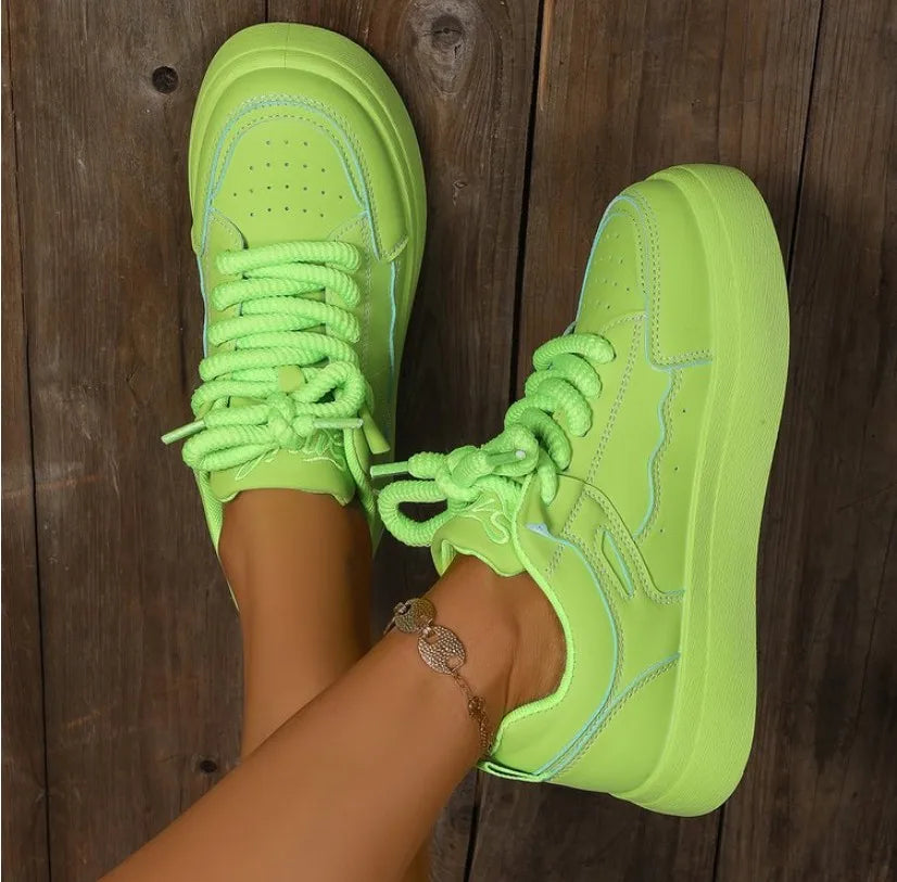 Thick-Soled Sneakers for Women 2025 Fall New Fashion Versatile Heightening Bread Shoes Casual Platform Women's Vulcanize Shoes