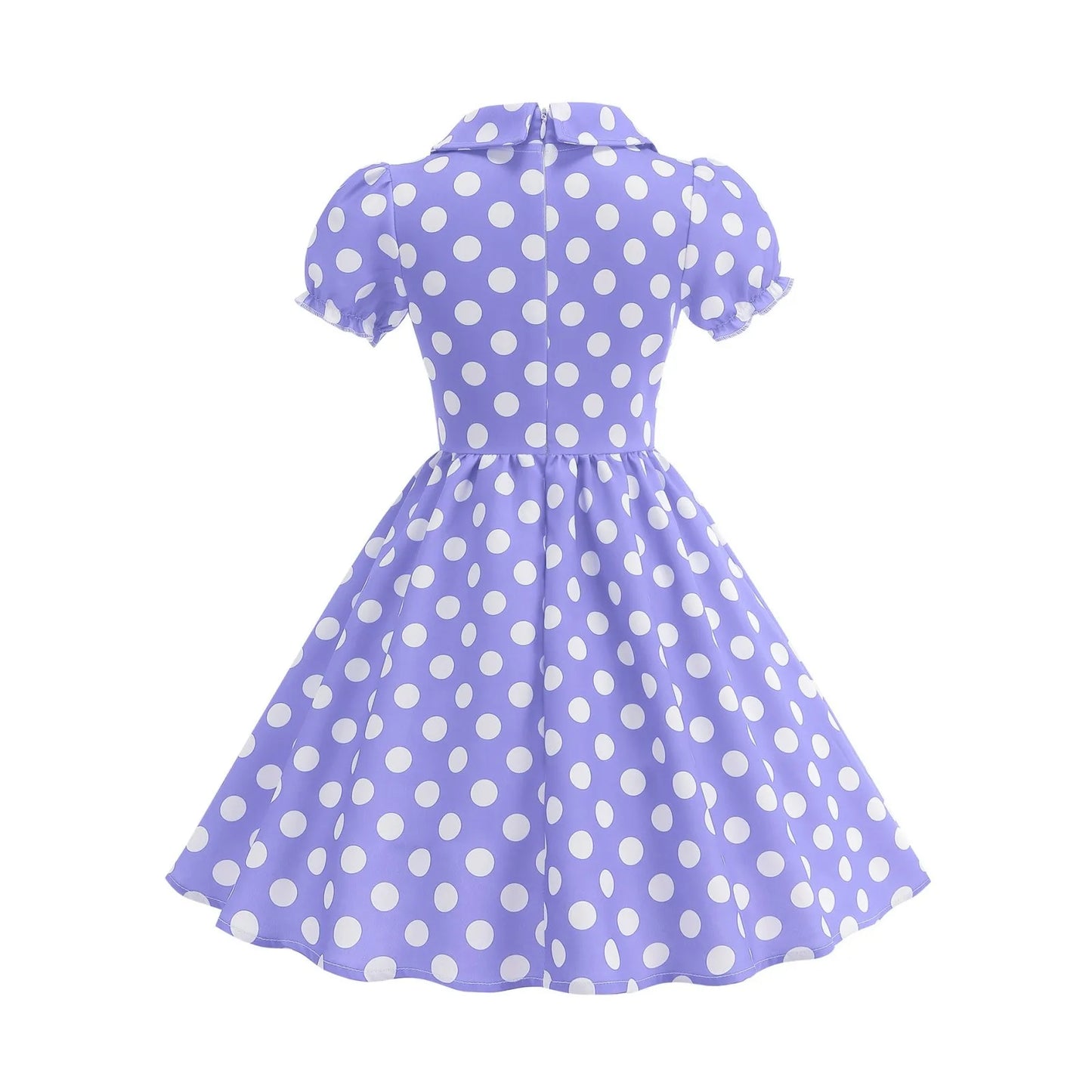 New Fashion Kids Dress For Girls Polka Dot Short-sleeved Children Dress With Baby Collar Daily Girls Casual Costume