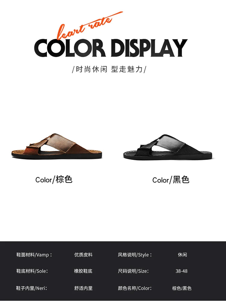 Summer Men Sandals Genuine Leather Mens Casual Shoes Outdoor Men Leather Sandals for Men Beach Shoes Roman mens Shoes