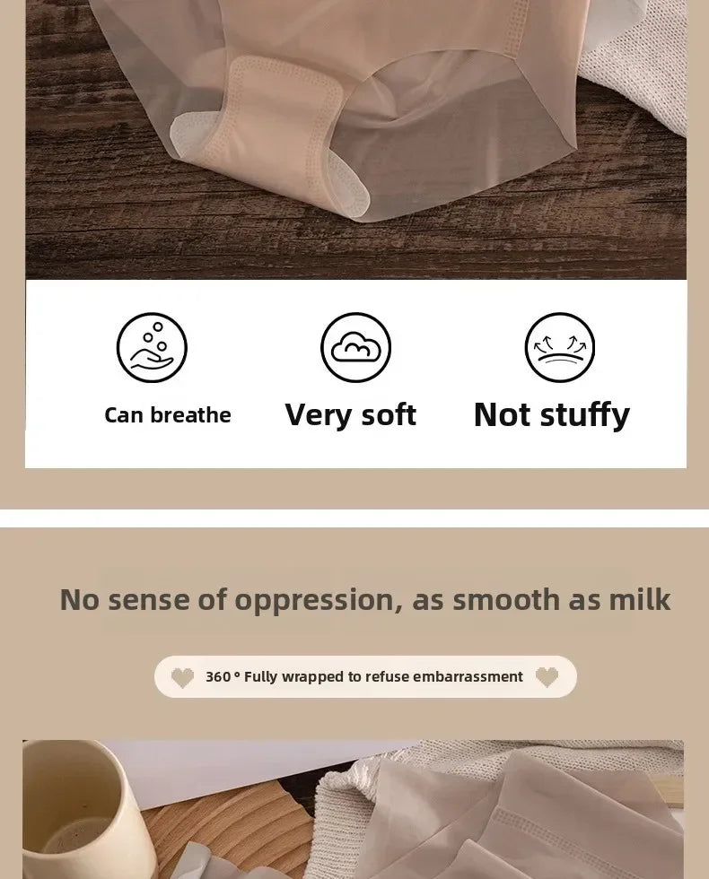 Ladies Summer Thin Quick Dry Ice Silk Triangle Panties Seamless Japanese Style Masking Butt Shaping Sexy 3D Peach Bottom Underwe