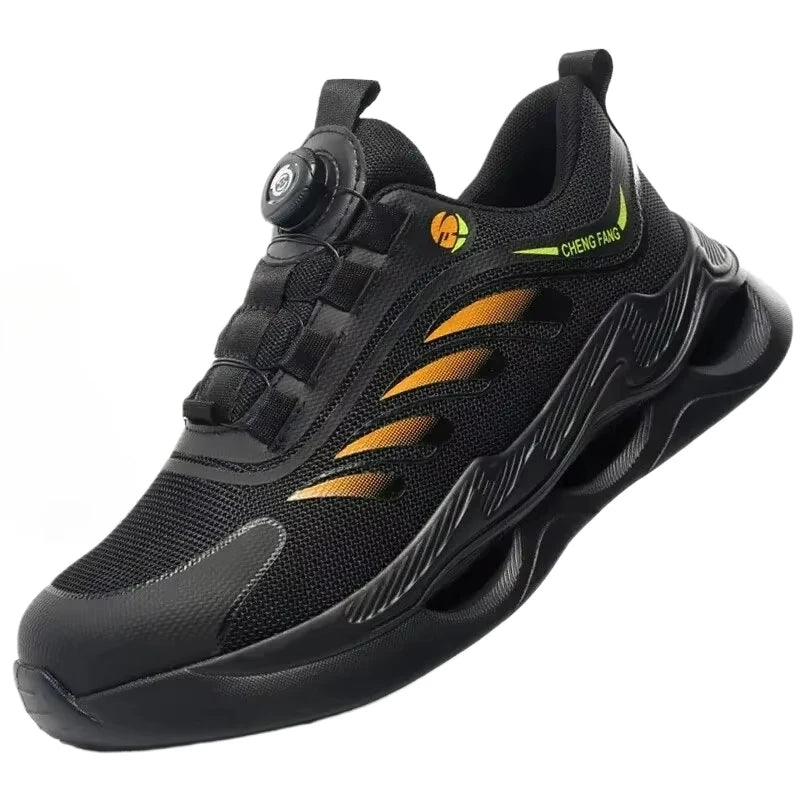 New Men's Safety Shoes Work Boots Rotary Buckle Safety Boots Anti-smash Steel Toe Shoes Sneakers Puncture-Proof Men Boots Botas