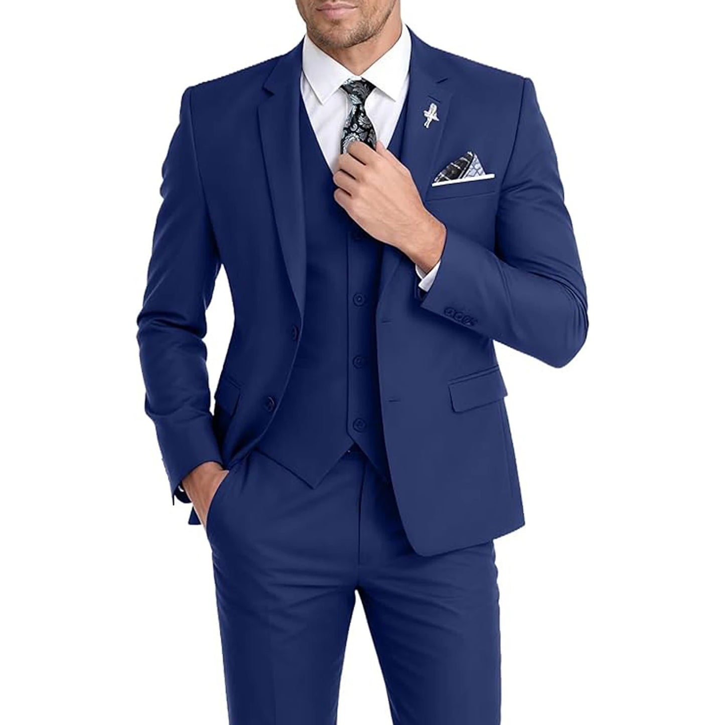 Men's Suit 3 Piece Set Blazer Vest Pants Slim Fit Formal Business Jacket Wedding Tuxedo for Groom Groomsman Business Banquet