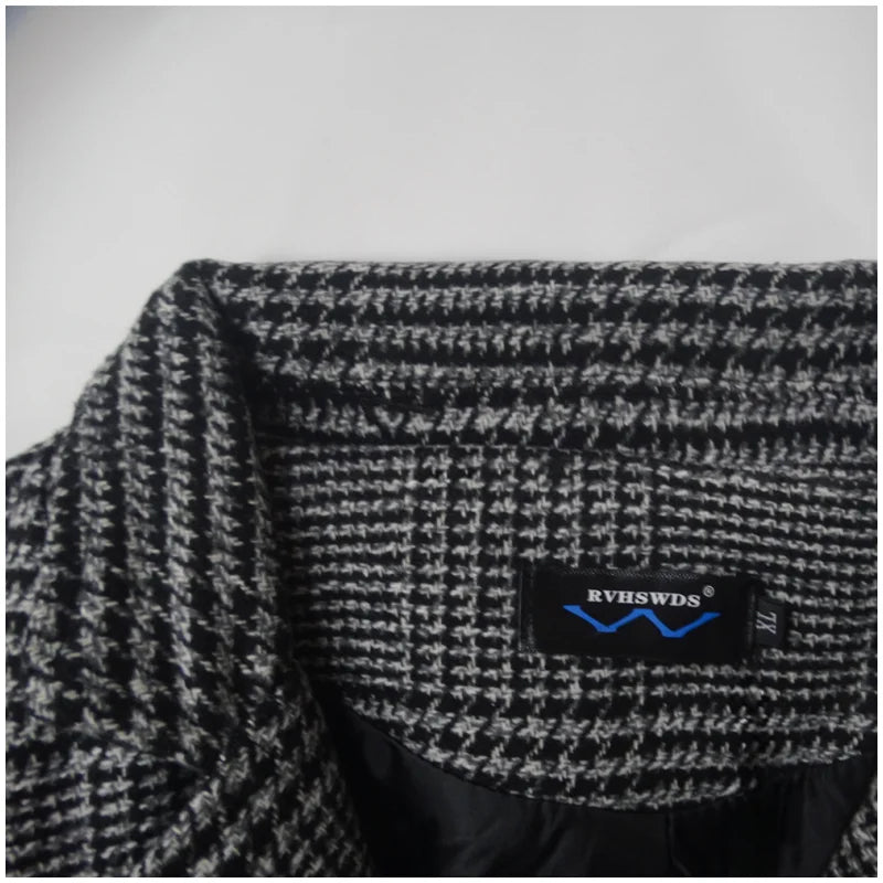Casual Coats Striped Jackets Man Turndown Collar Top Wool Coats And Long Sleeve Lined Clothes Men's Clothing  For Winter