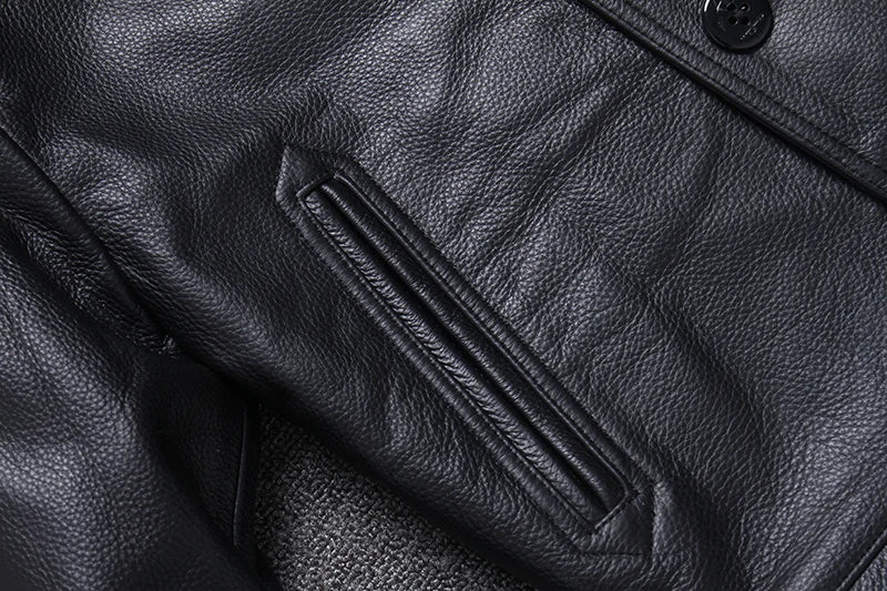 Long Jacket Men Genuine Leather Wind Coat Classic Black Plus Size Cowhide Jacket Casual Leather Cloth кожаная куртка мужская