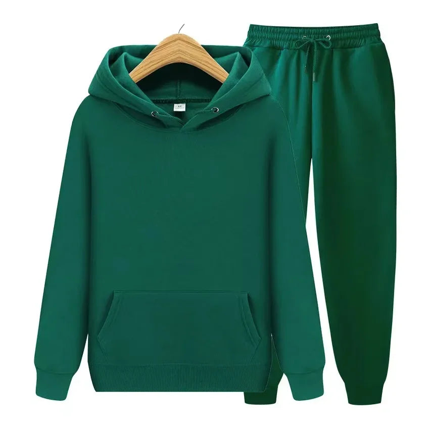 2026 men's autumn and winter casual two-piece hooded sweatshirt and pocket pants regular fit outdoor sports set BAZAARHUBO