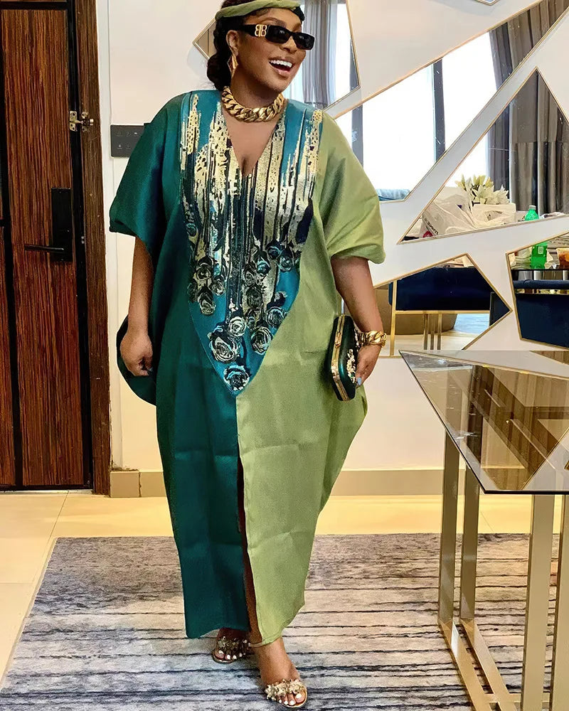 African Ethnic Style Long Dresses for Women 2026 Traditional Printed Patchwork Muslim Abayas Hijab Females Loose Robe Plus Size