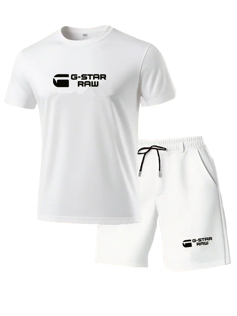 New Men's Sportswear Short Sleeved T-shirt and Sports Shorts Summer Casual Jogging Pants Set Men's Two-piece Set