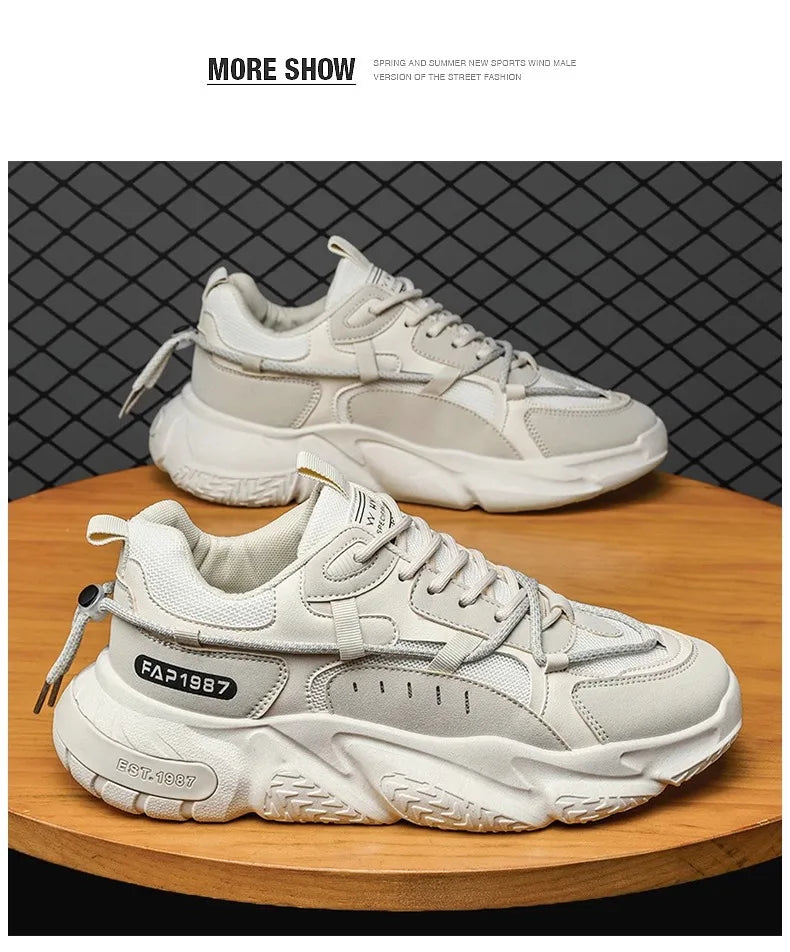 New Summer Mens Sports Running Shoes Casual Versatility Breathable Heightened Sneakers Comfortable Lace-up Shoes Tenis Masculino