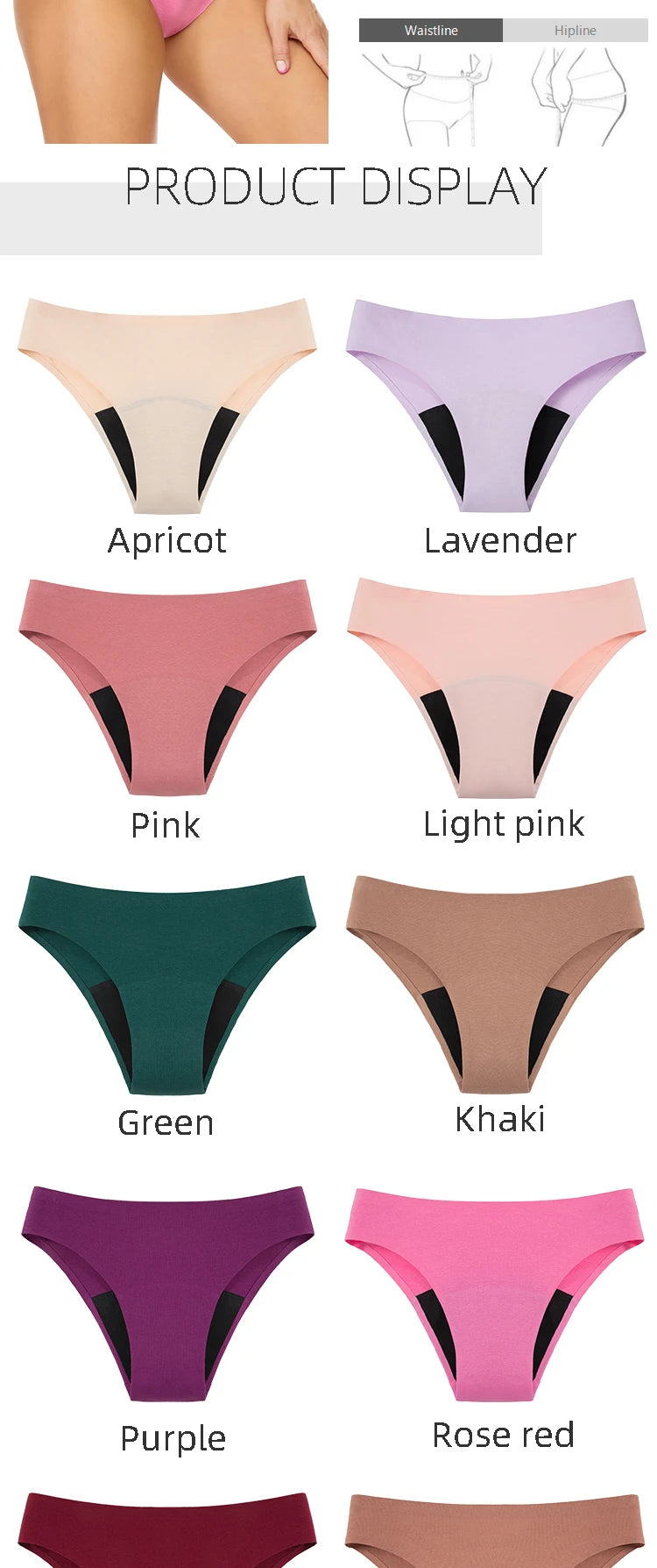 Seamless Cotton Menstrual Panties 4-Layer Leakproof Fast Absorption Teenager Macaron Period Panties Mid-Rise Incontinence Undies