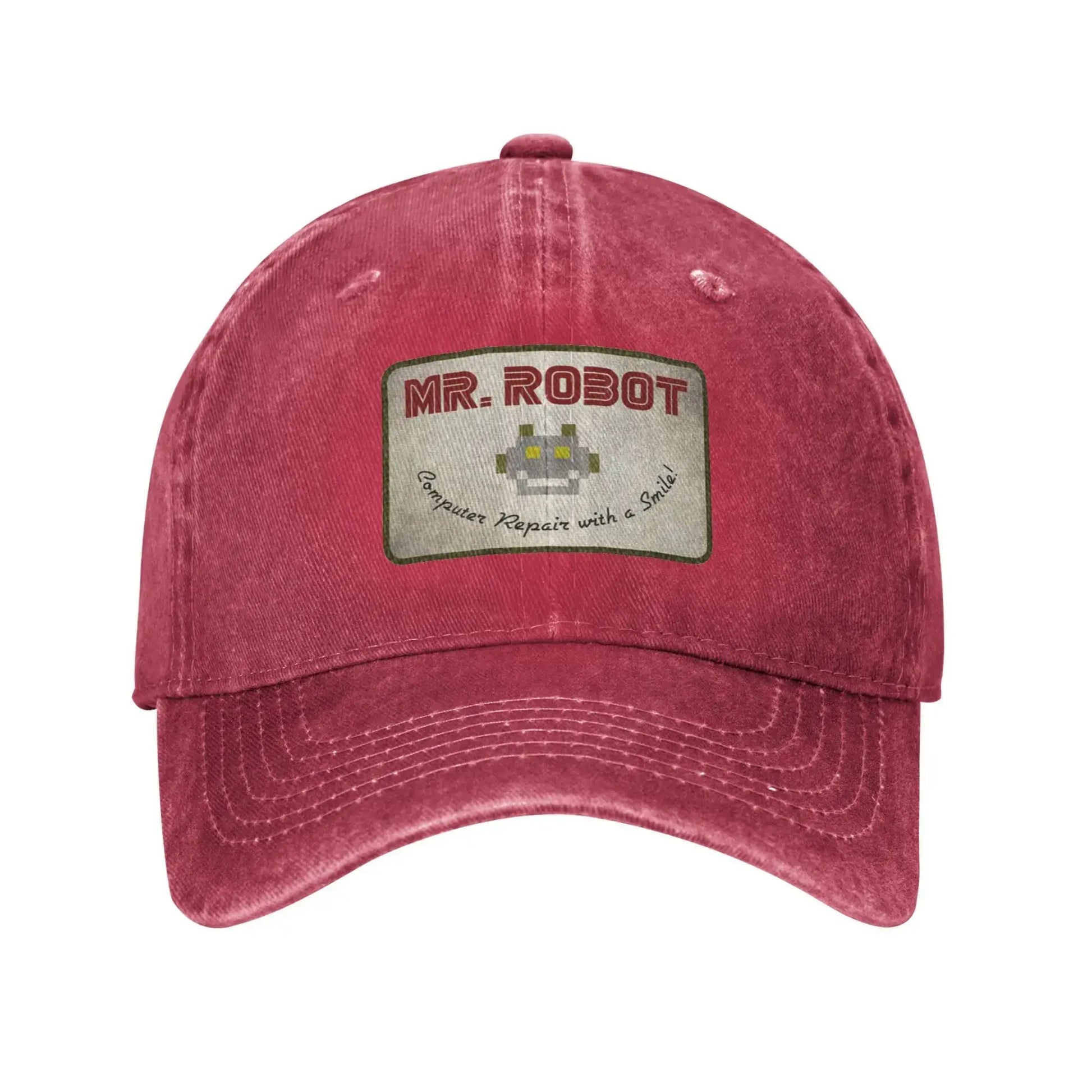Computer with Sourires Anime Funny Mr Robot Custom Retro Cowboy Washed Baseball Caps for Men Denim Sun Hat Hip Hop Cap BAZAARHUBO