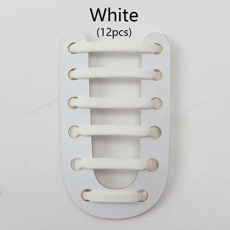 12Pcs Stretch Silicone Shoelaces No Tie Shoe laces Elastic Laces Sneakers Kids Adult Rubber Shoelace One Size Fits All Shoes