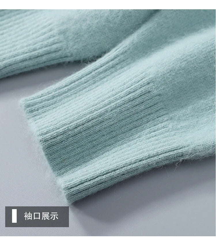 Men's 100% Mink Cashmere Sweater High Lapel Thick Knitted Pullover Casual Large Size Middle-Aged Sweater Autumn Winter New Tops