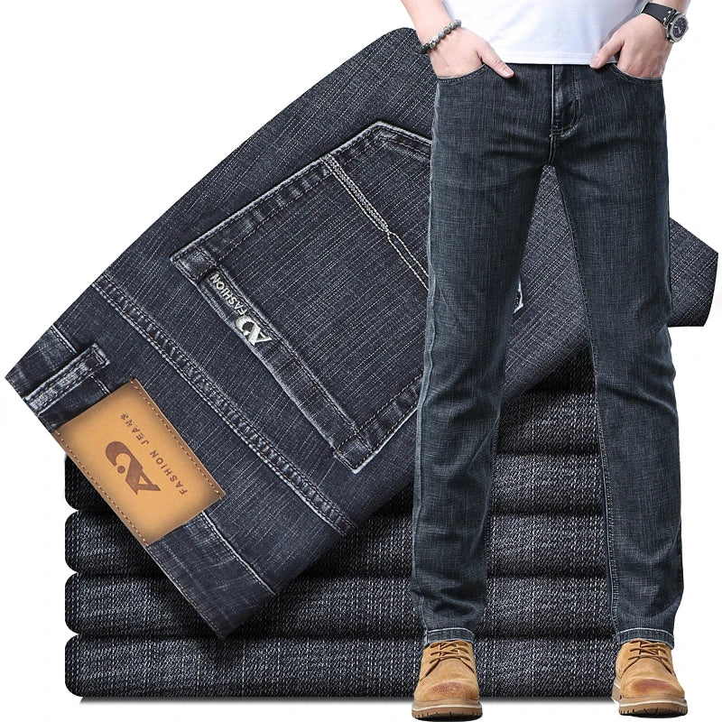 2026 Thin or Thick Material Slim Fit Men's Luxury Classic Style Men Jeans Business Stretch Denim Male Trousers Clothing
