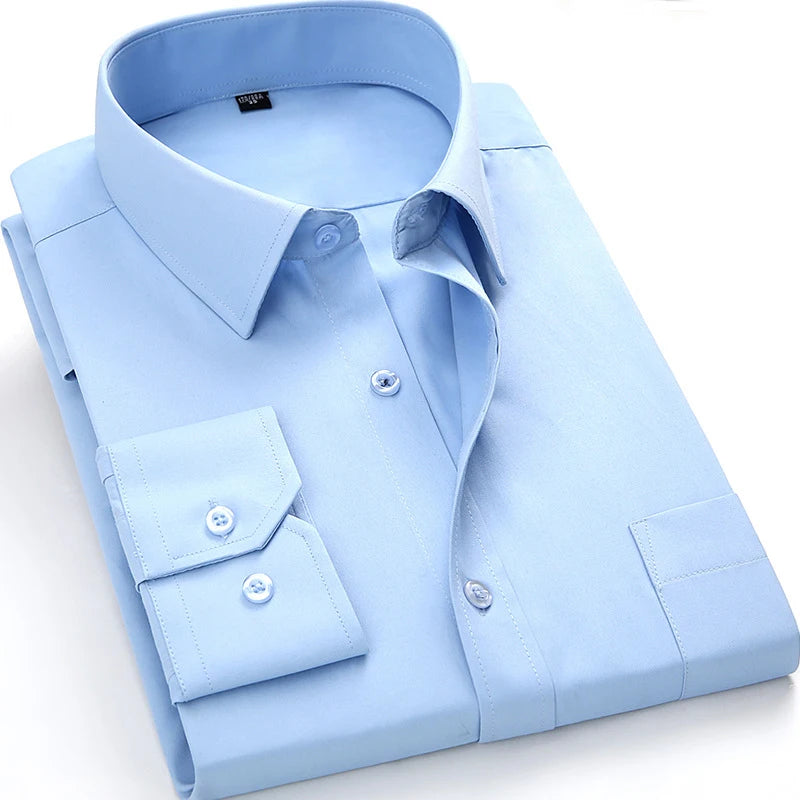 Quality Plus Size S To 8xl Formal Shirts for Men Striped Long Sleeved Non-iron Slim Fit Dress Shirts Twill Social Man's Clothing